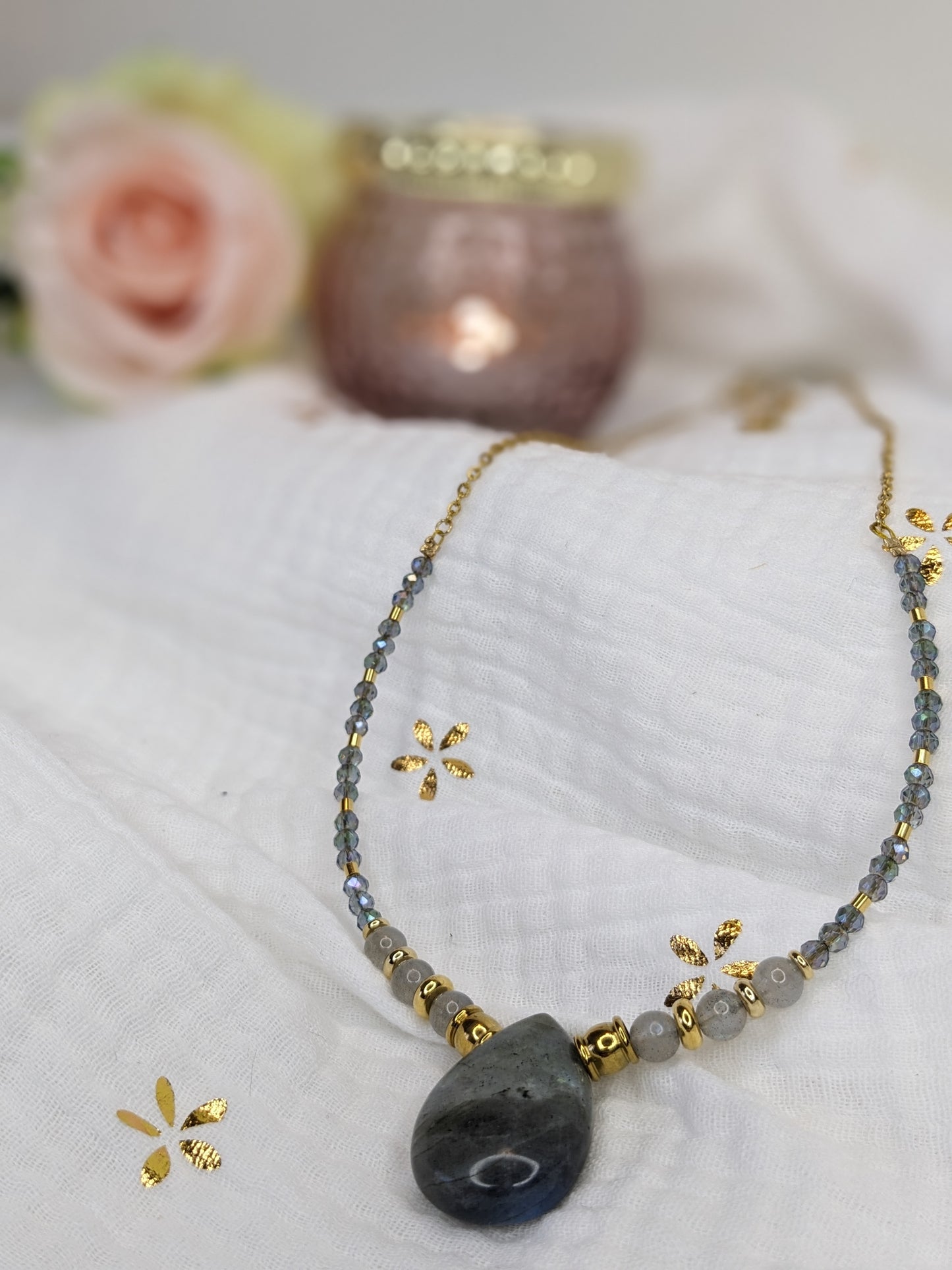 Collier goutte d'eau labradorite