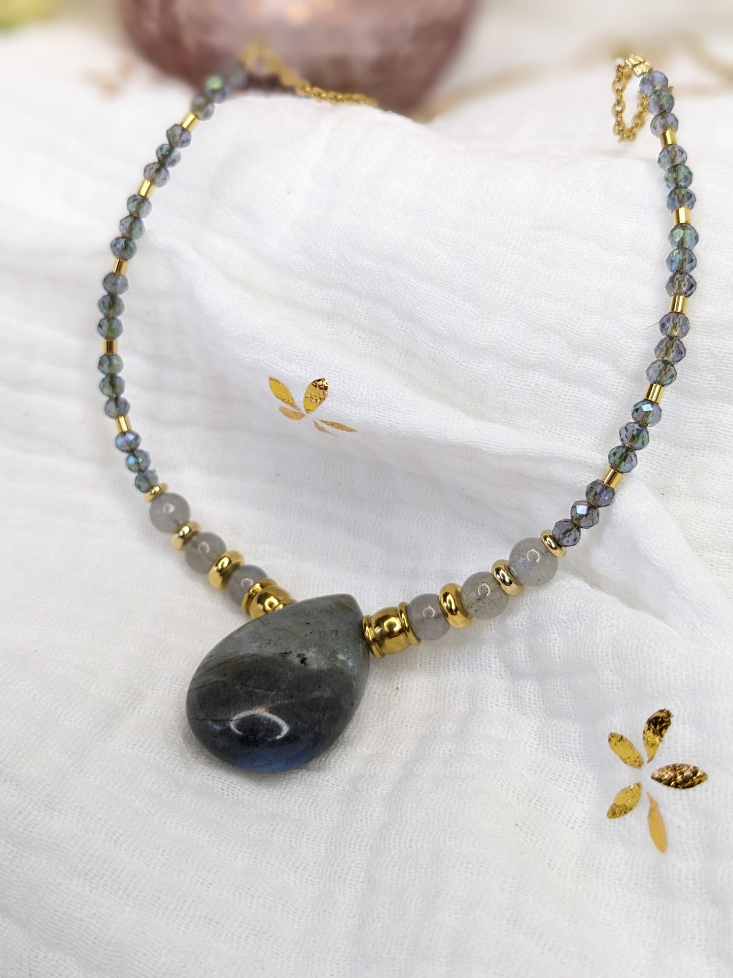 Collier goutte d'eau labradorite