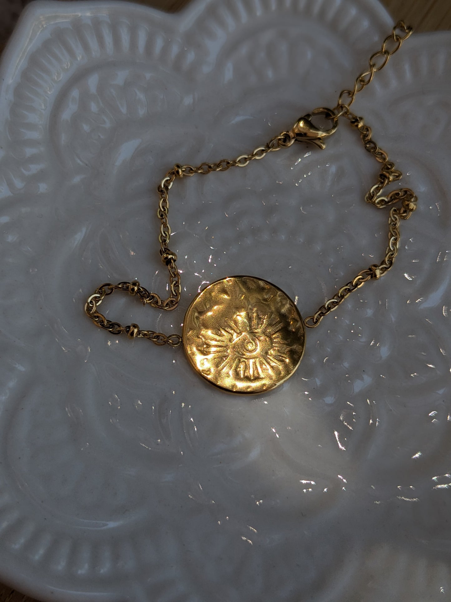 Bracelet médaille oeil de protection