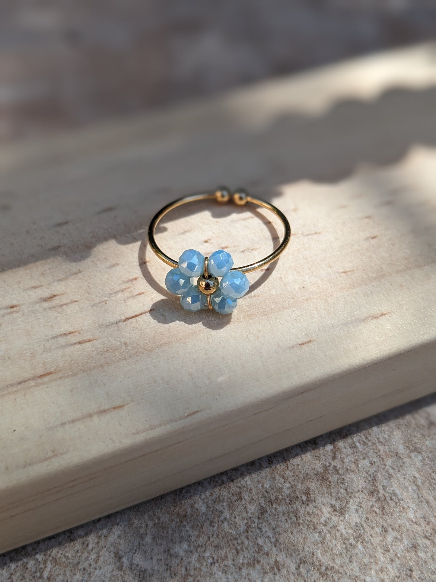 Bague marguerite bleu