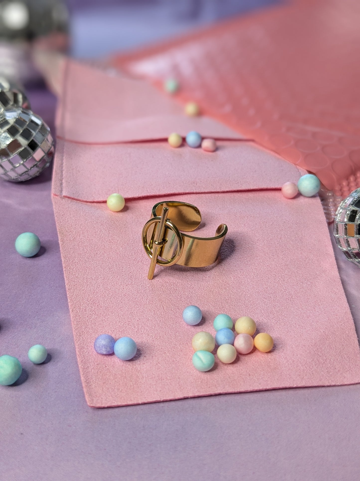 Bague ajustable barrette doré
