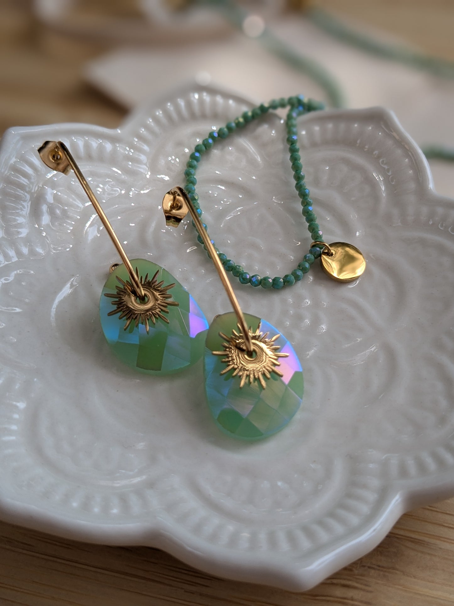 Boucle d'oreille Collection SunSet Lovers Vert irisée