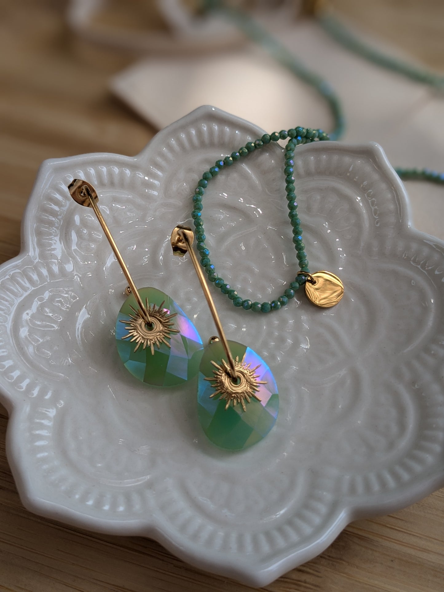 Boucle d'oreille Collection SunSet Lovers Vert irisée