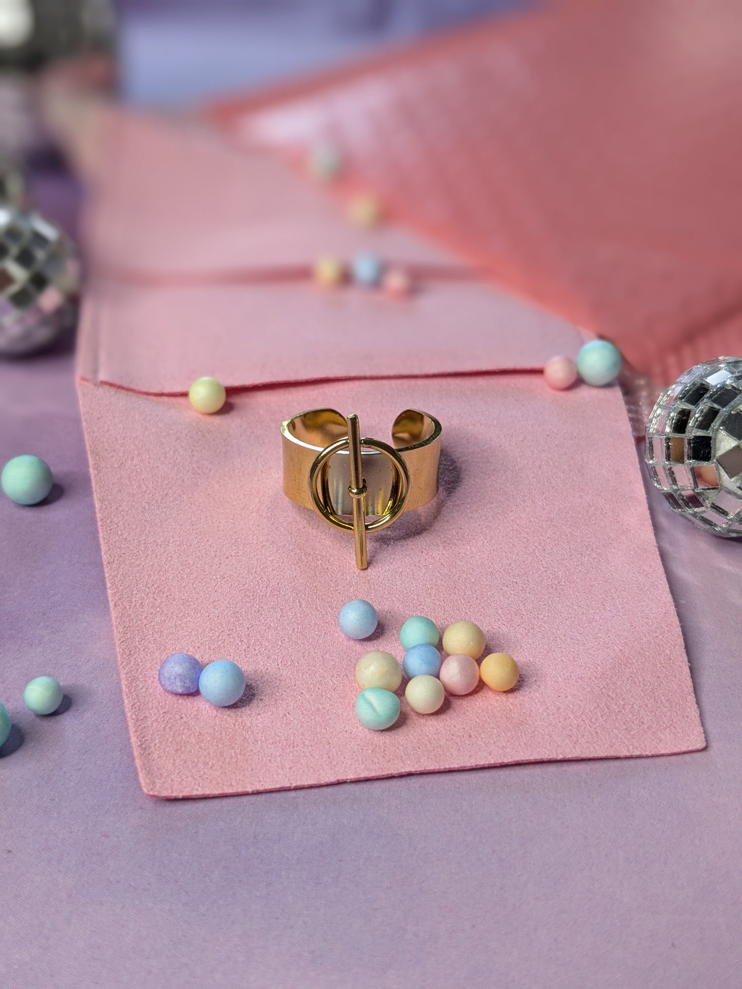 Bague ajustable barrette doré