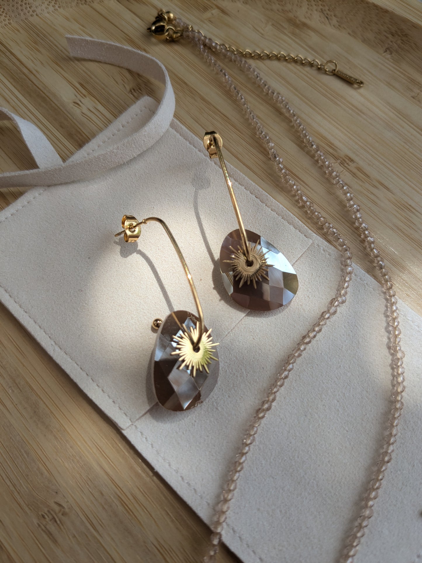 Boucle d'oreille Collection SunSet Lovers Beige Nacré