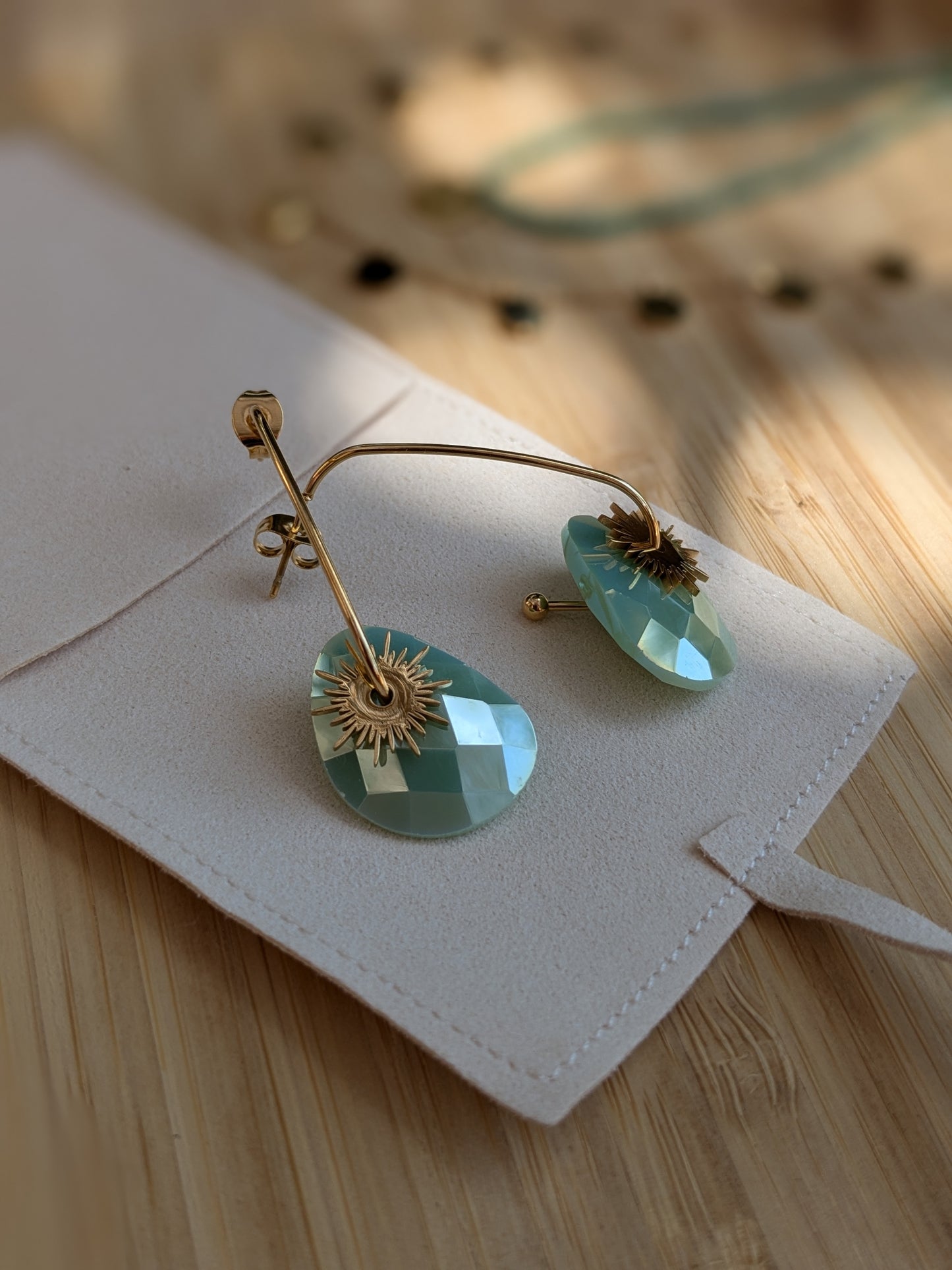 Boucle d'oreille Collection SunSet Lovers Vert d'eau