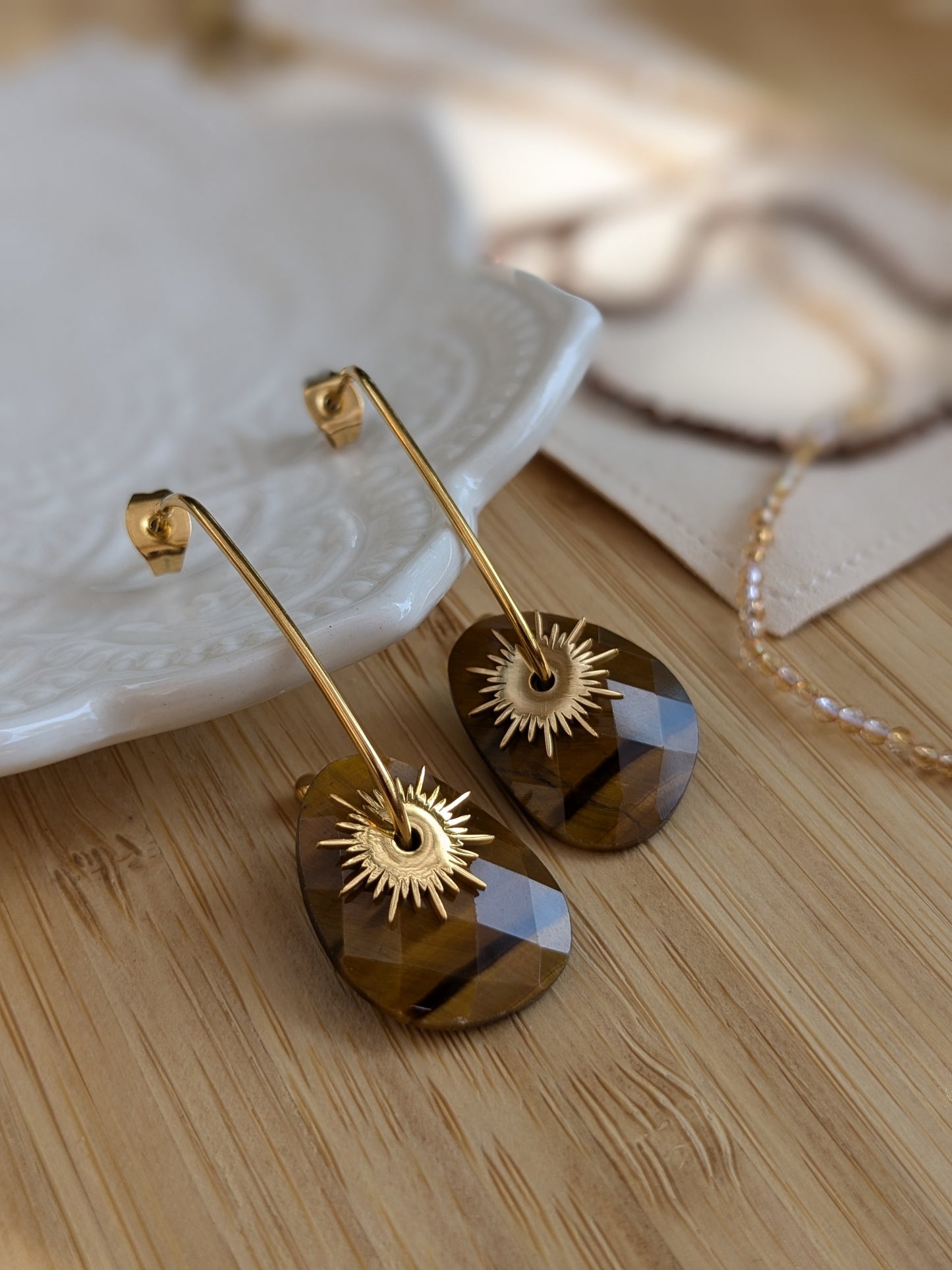 Boucle d'oreille Collection SunSet Lovers œil de tigre