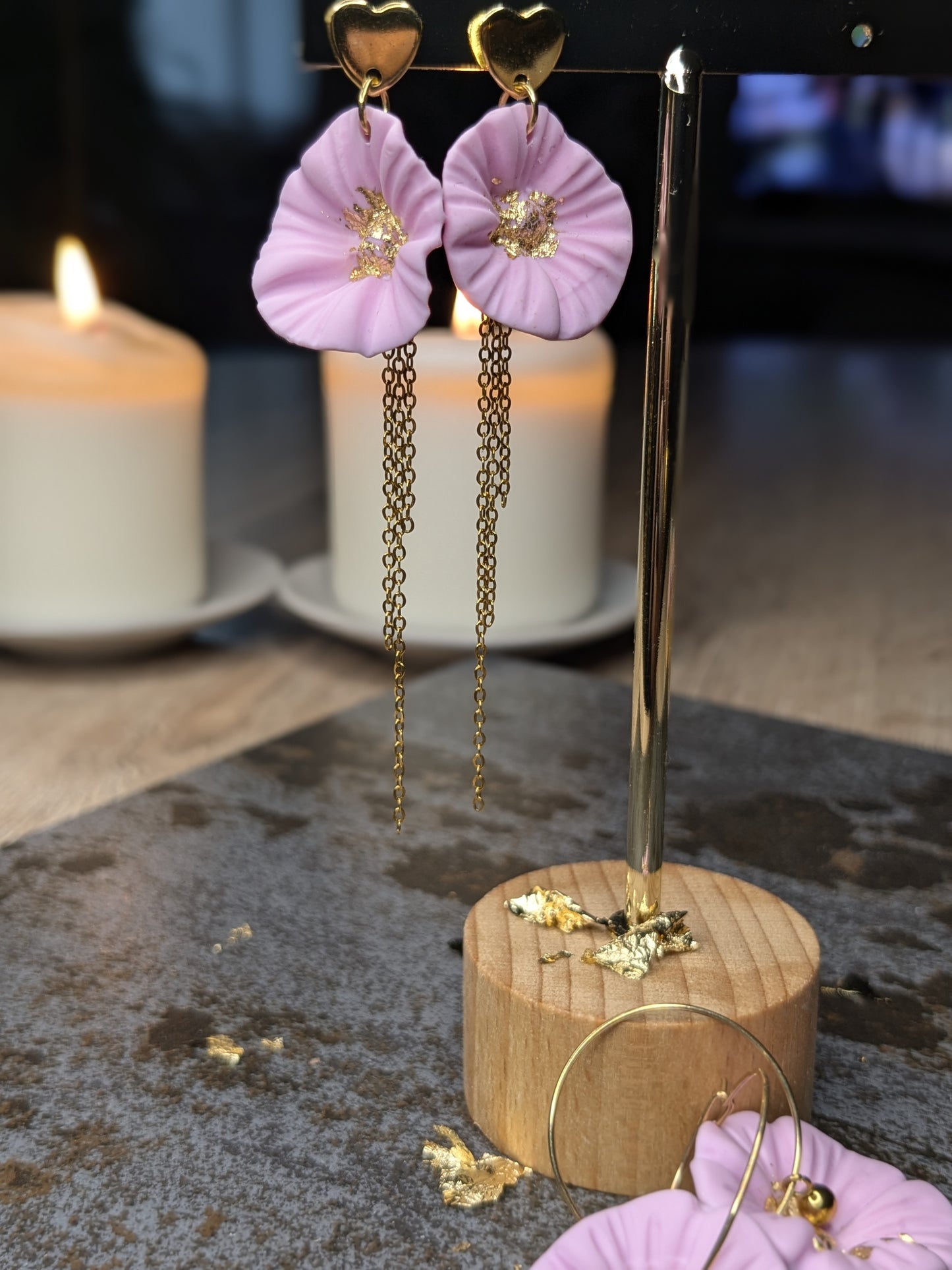 Boucle d'oreille Fleurs d'or 🌸