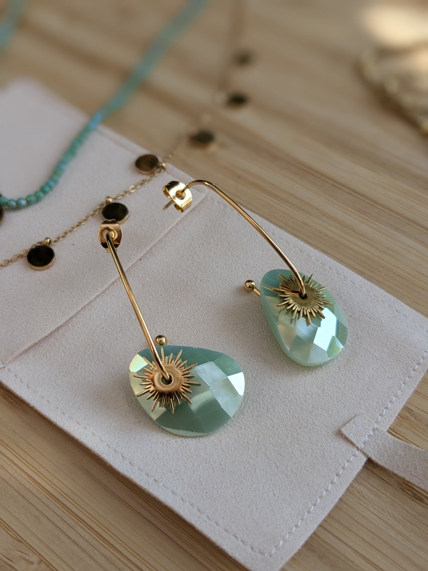 Boucle d'oreille Collection SunSet Lovers Vert d'eau
