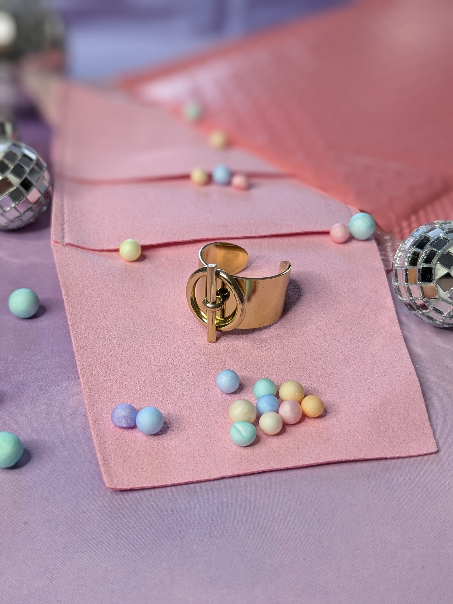 Bague ajustable barrette doré