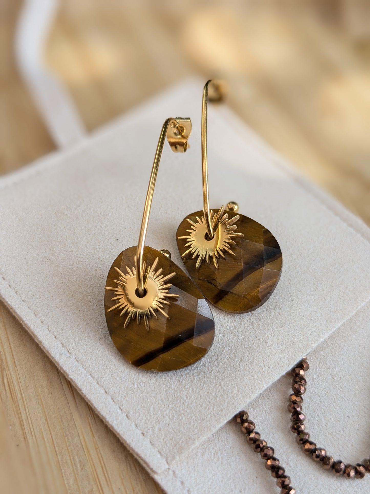 Boucle d'oreille Collection SunSet Lovers œil de tigre