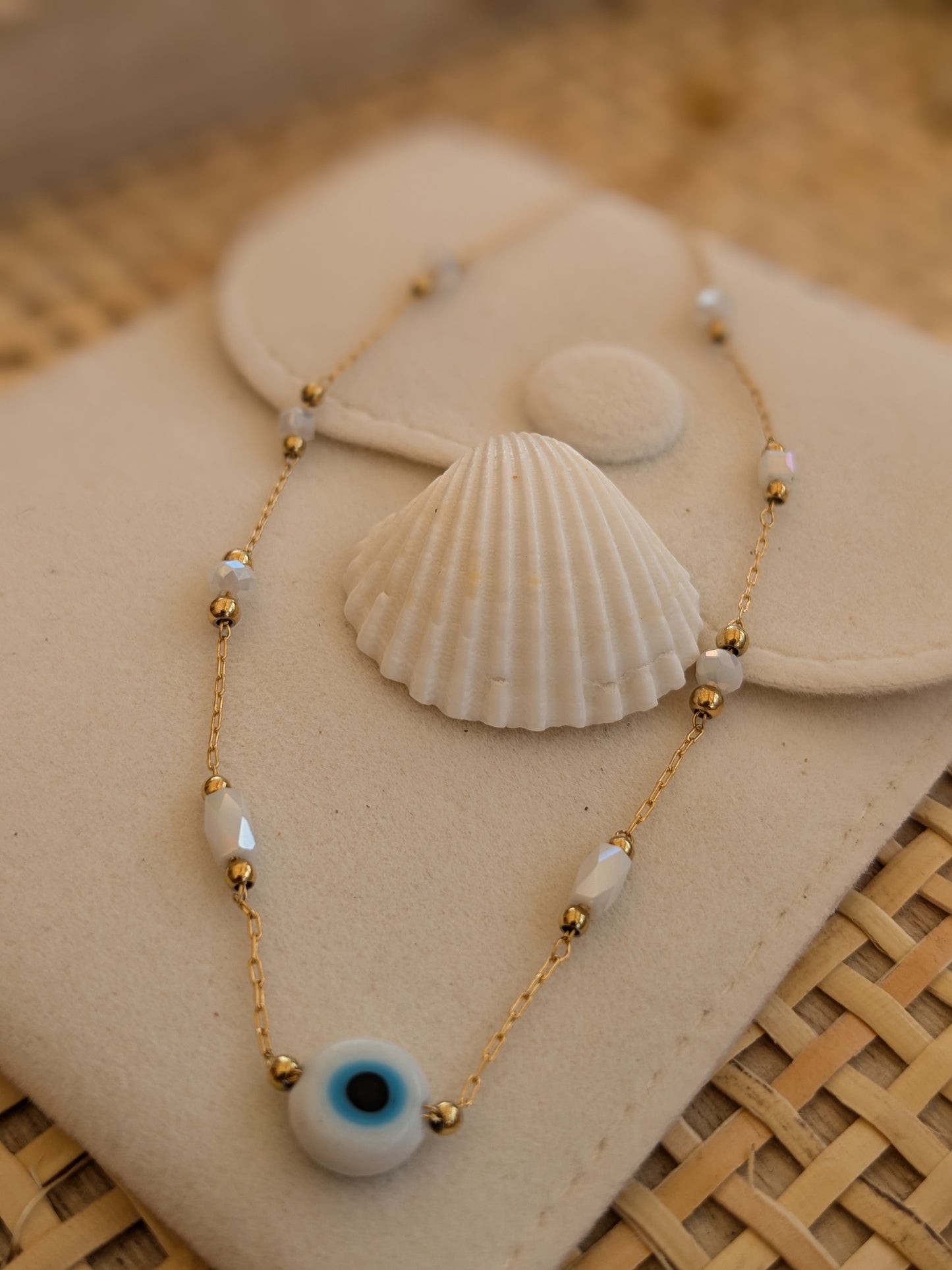 Collier œil et perles de cristal 🧿