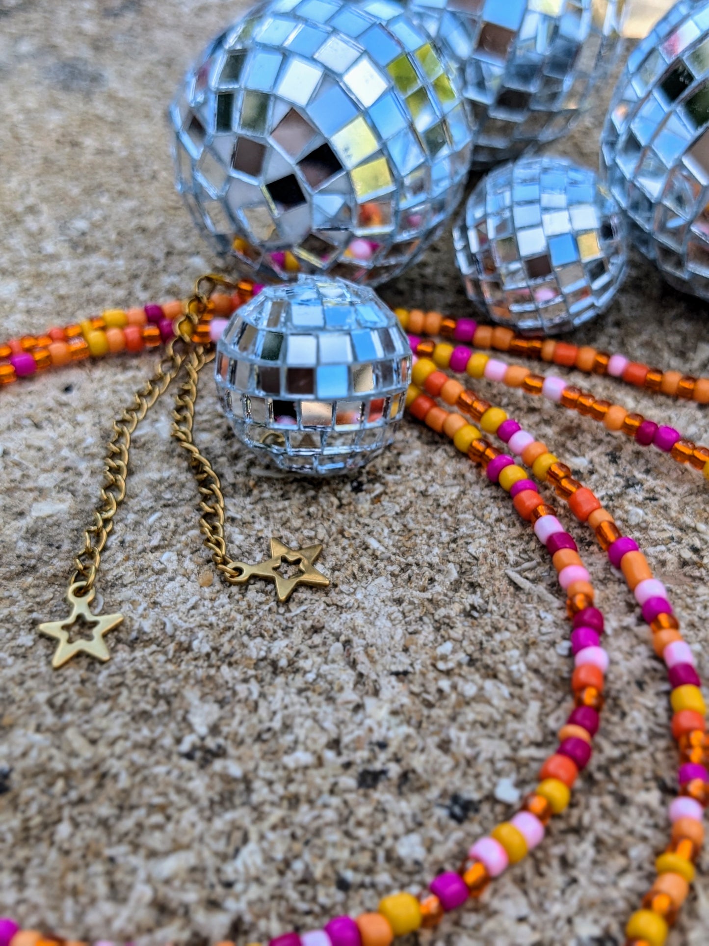 Collier en perle Rose orange
