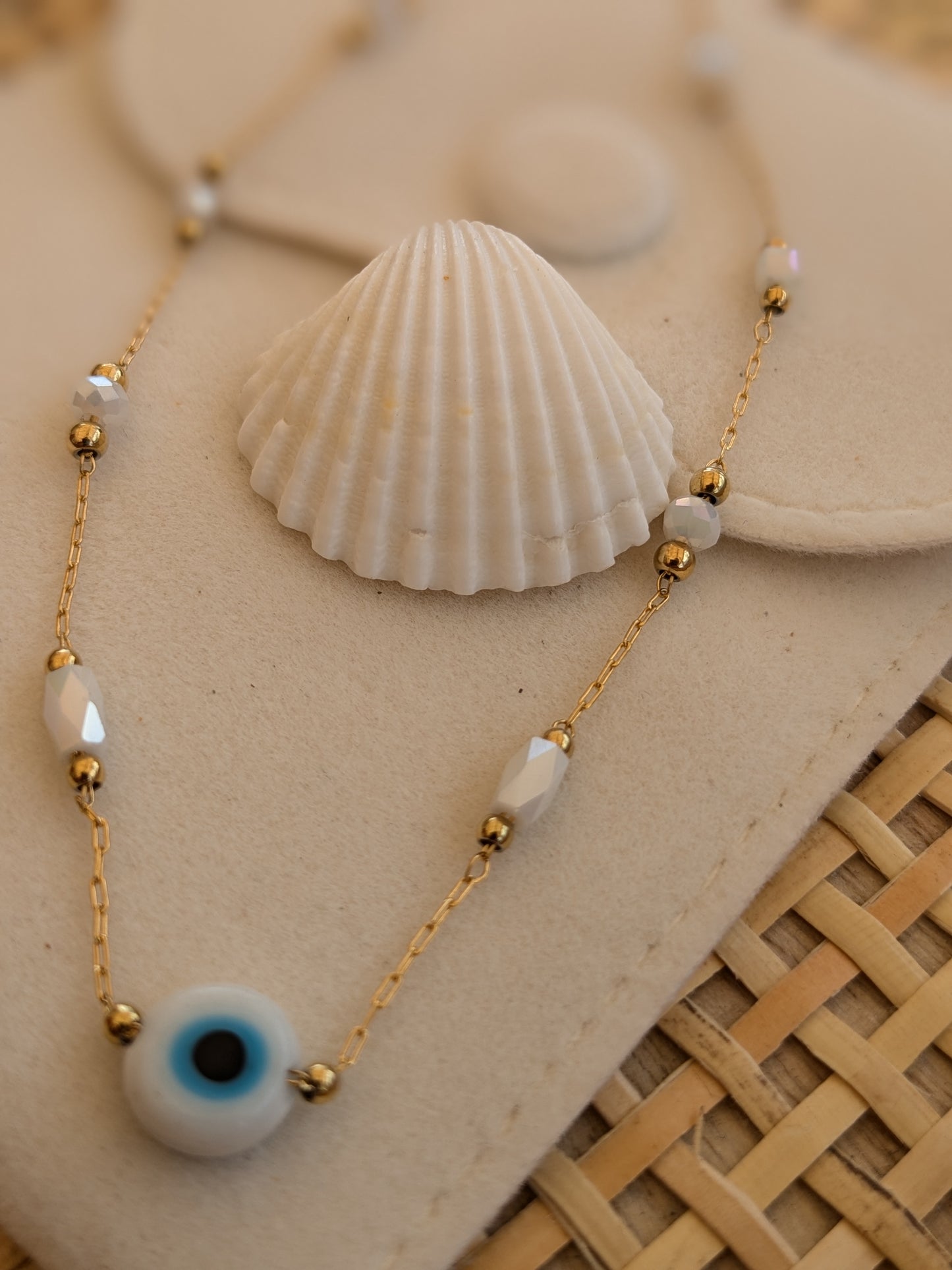 Collier œil et perles de cristal 🧿