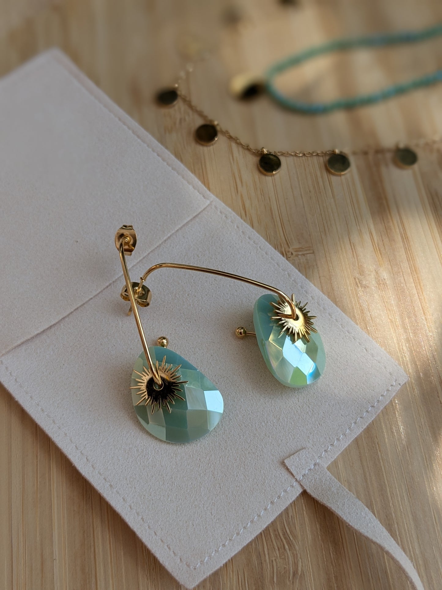 Boucle d'oreille Collection SunSet Lovers Vert d'eau