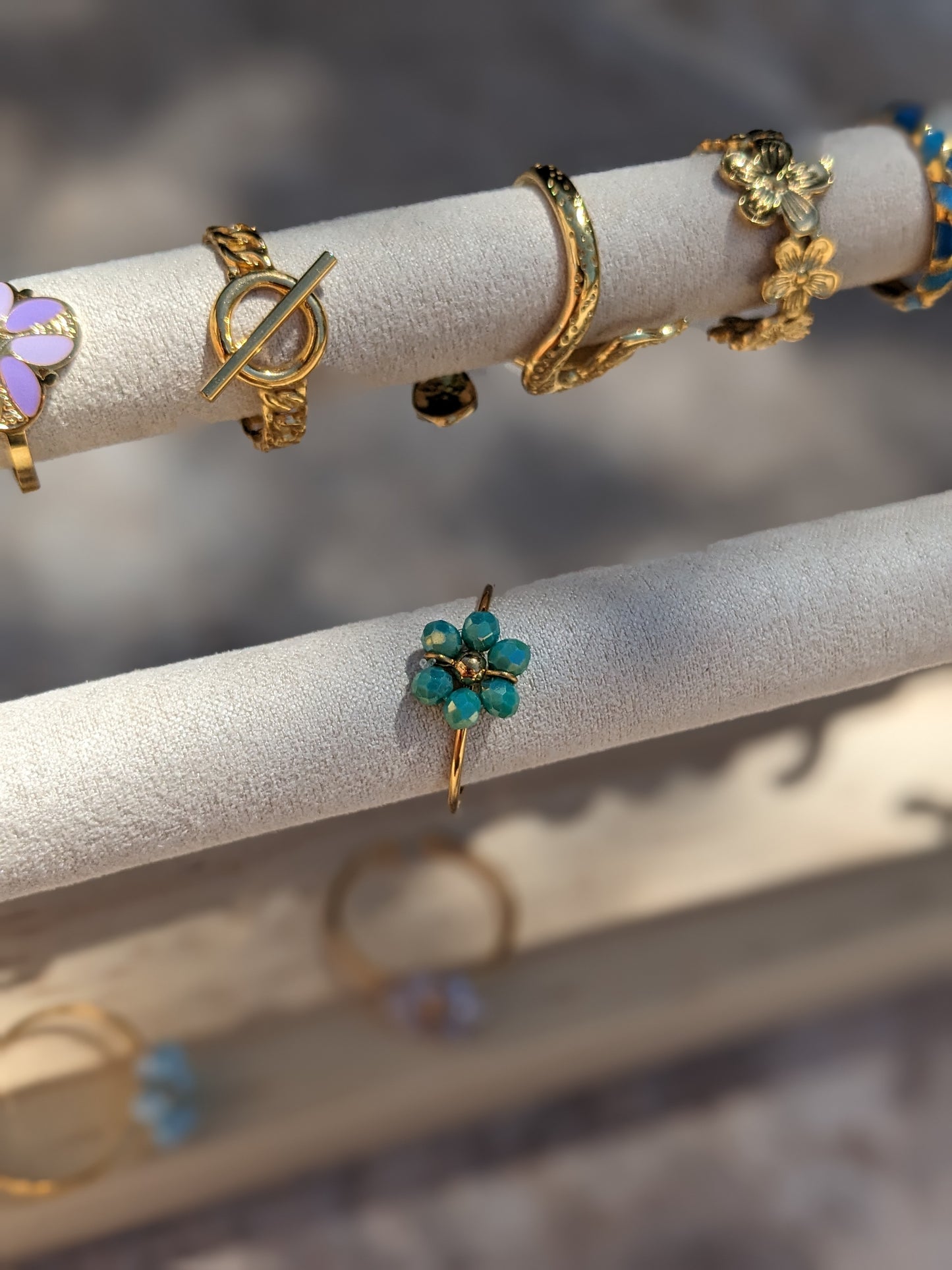 Bague marguerite verte