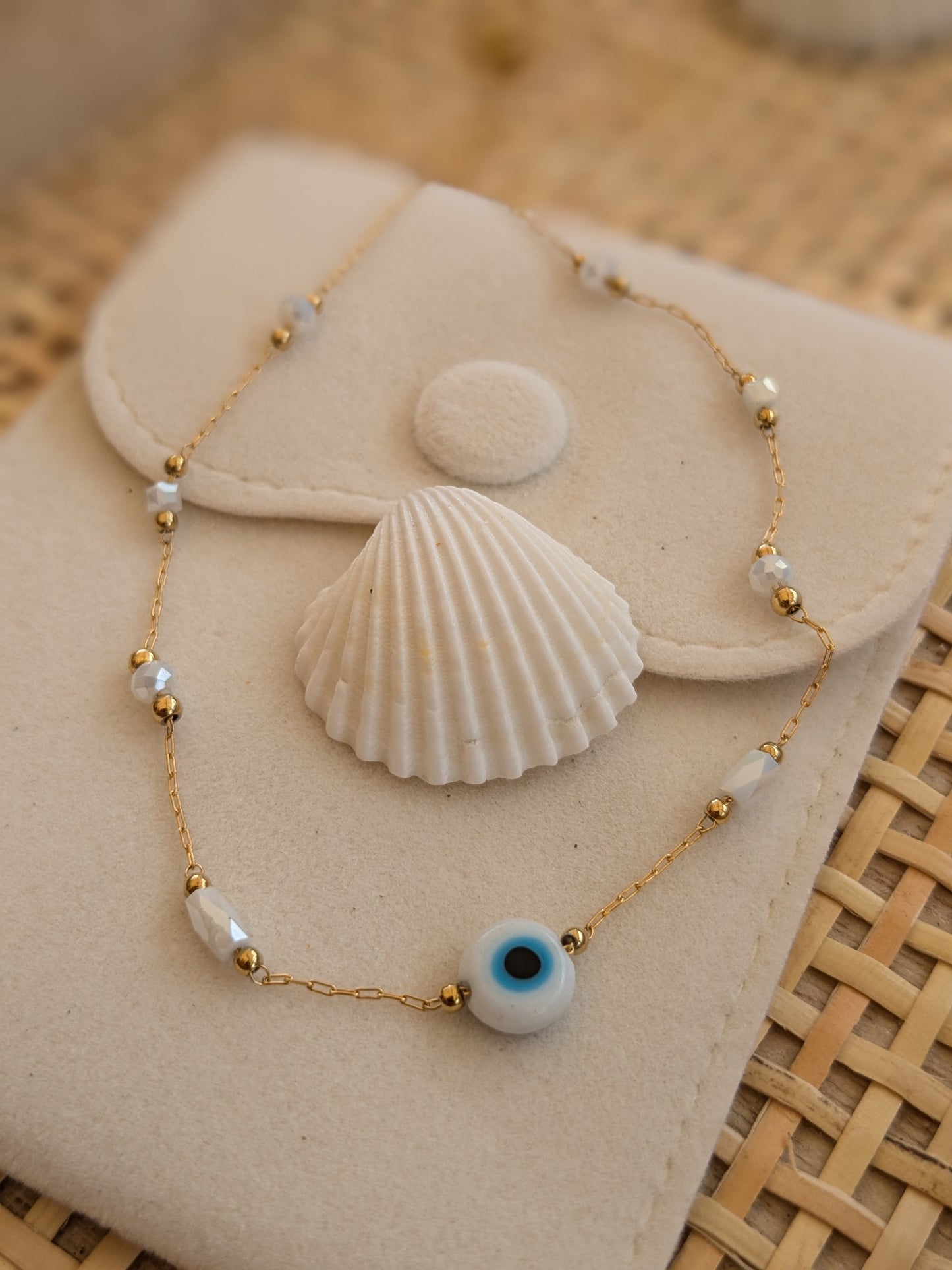 Collier œil et perles de cristal 🧿