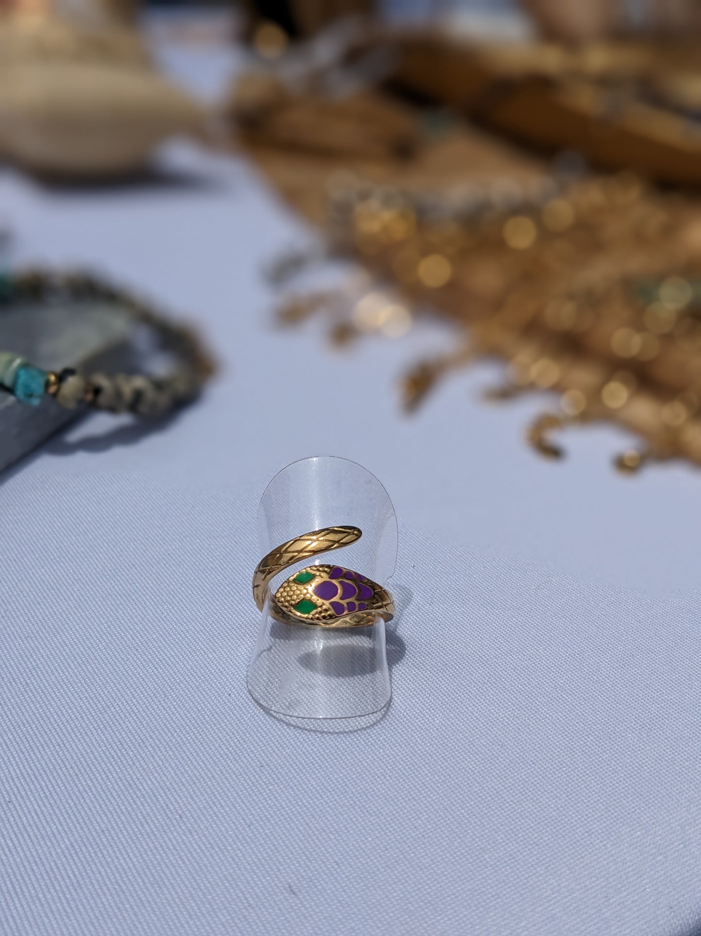 Bague serpent mauve