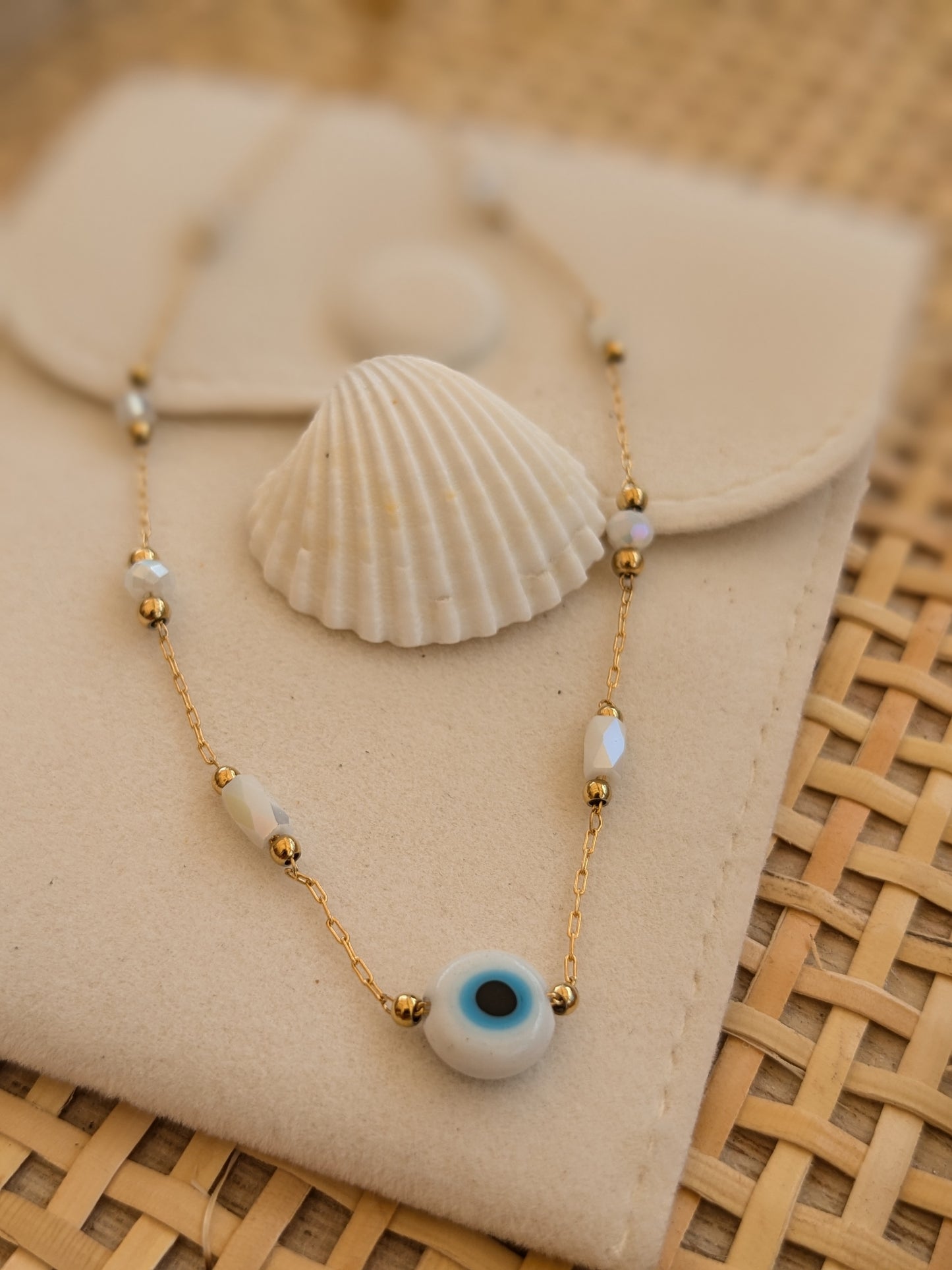 Collier œil et perles de cristal 🧿