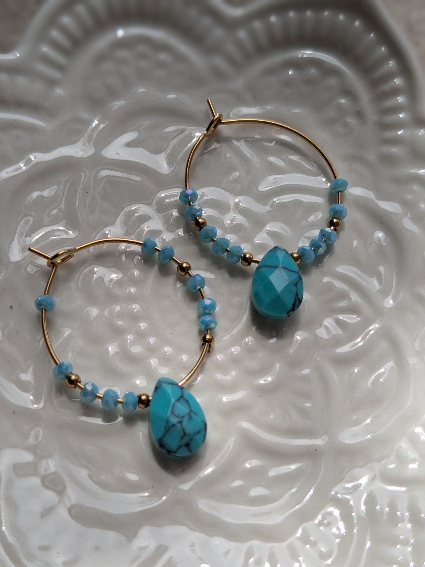 Créoles & Perle de verre Bleu