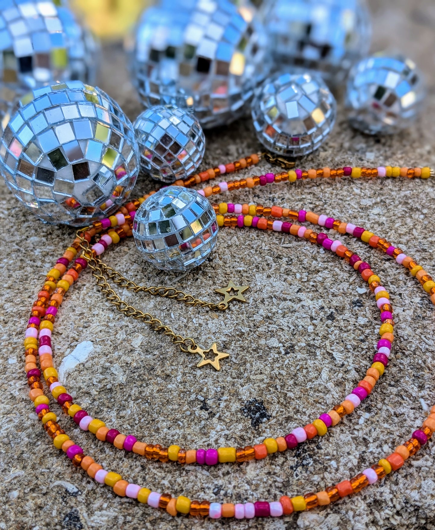 Collier en perle Rose orange