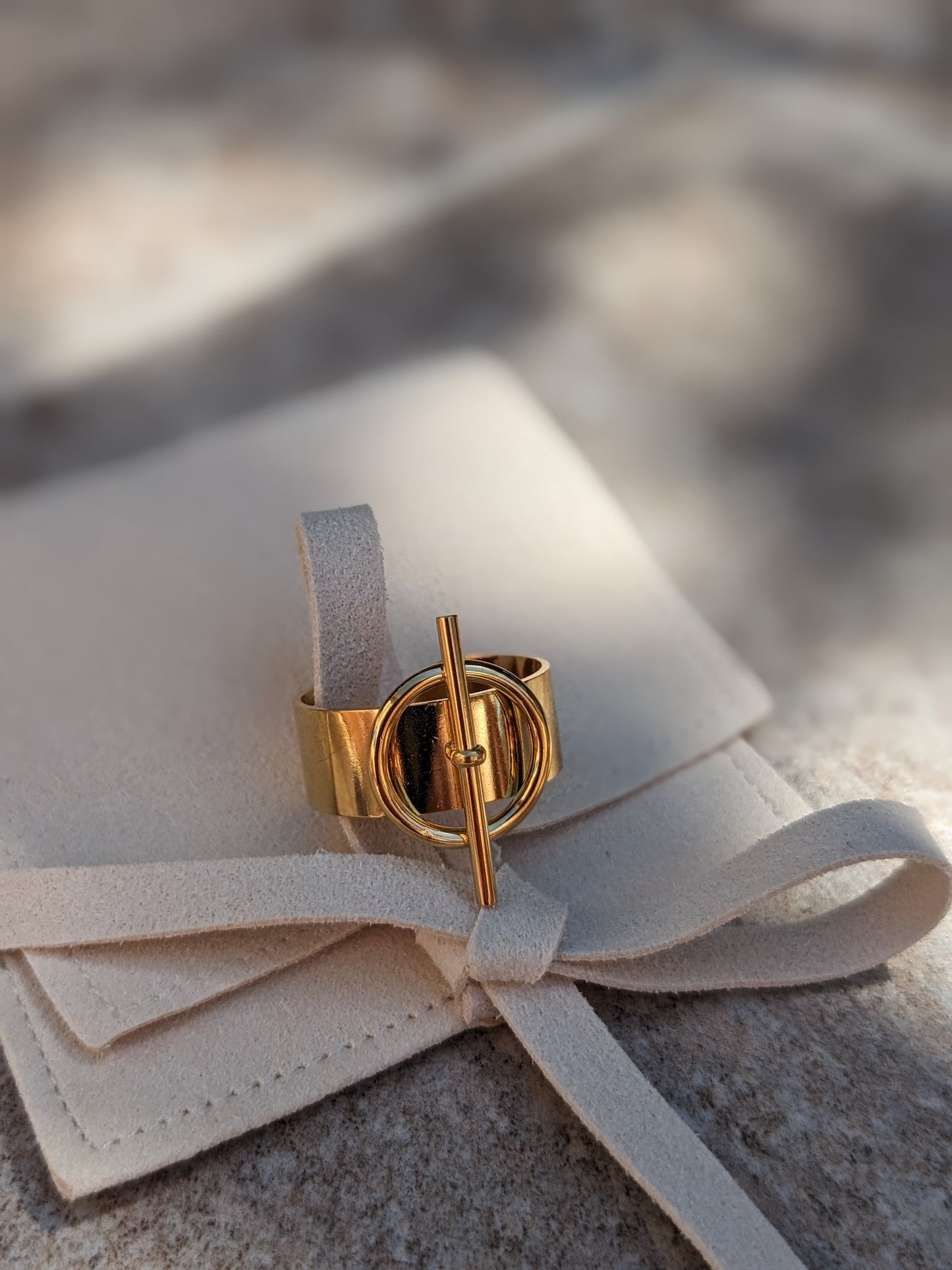 Bague ajustable barrette doré