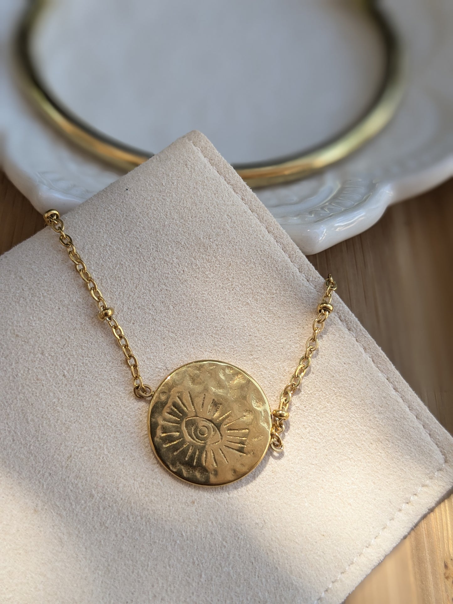 Bracelet médaille oeil de protection