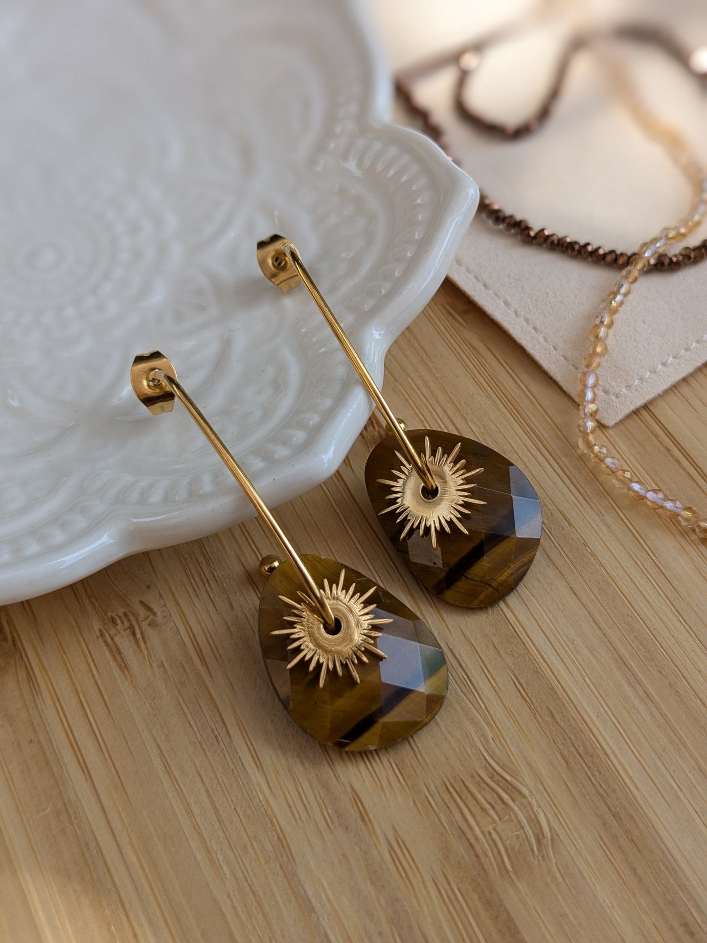 Boucle d'oreille Collection SunSet Lovers œil de tigre