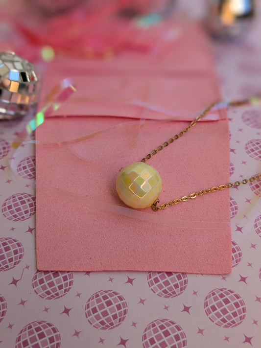 Collier boule à facette Jaune