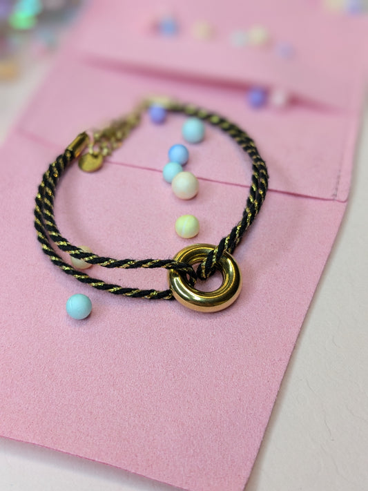 Bracelet corde et donuts en acier